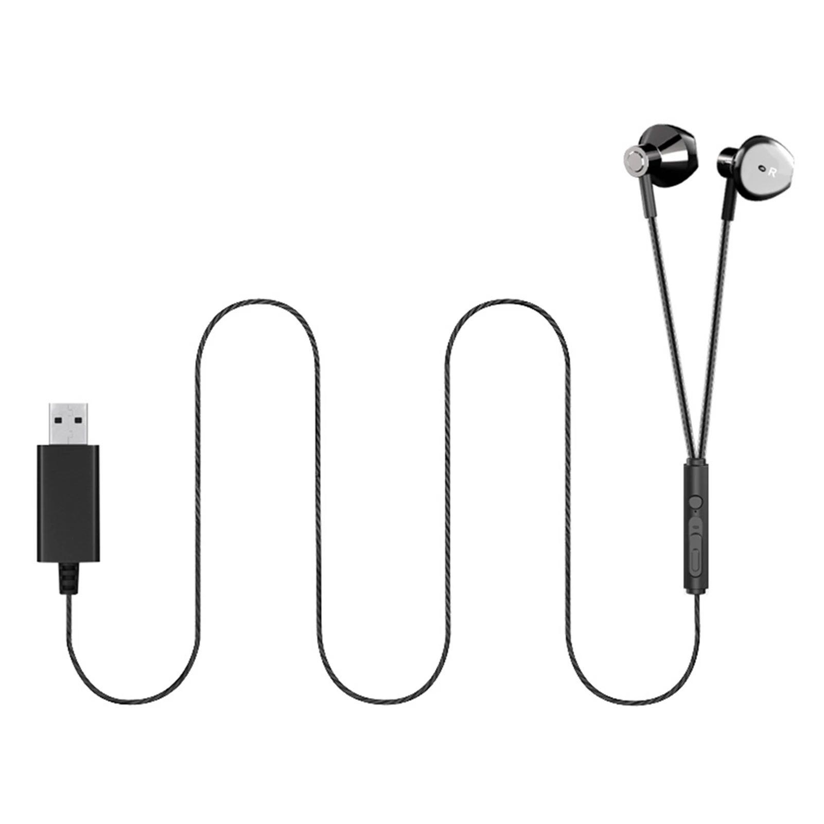 

USB Earphone Studying Stereo Noise Reduction For PC Laptop Durable Portable With Microphone Wire Controlled Computer Earbuds