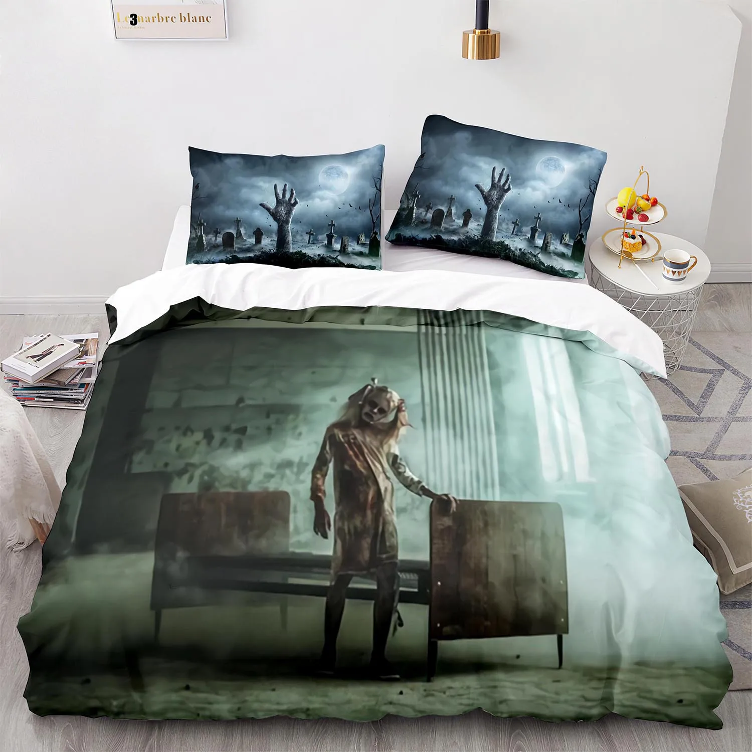 

Horror Theme Duvet Cover Set Gothic Spooky Bedding Set for Teens Adult Men Terror Halloween Quilt Cover King/Queen/Full Size