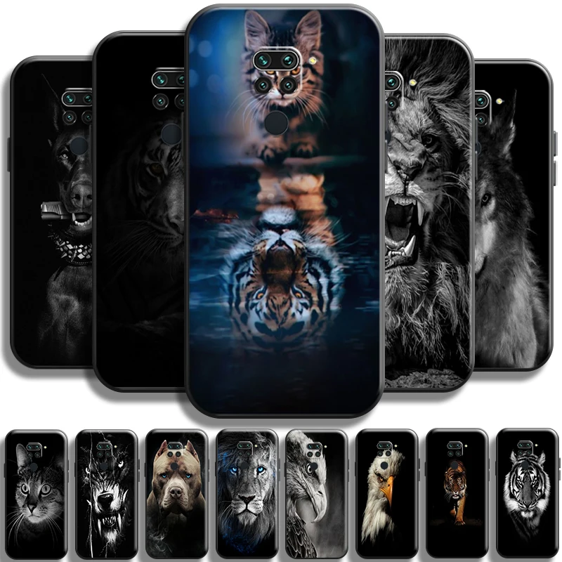 

Cat Dog Eagle Wolf Tiger Lion Leopard For Xiaomi Redmi Note 9 5G 9T 9S 9 Pro Phone Case Soft Black Cover TPU Shockproof Shell