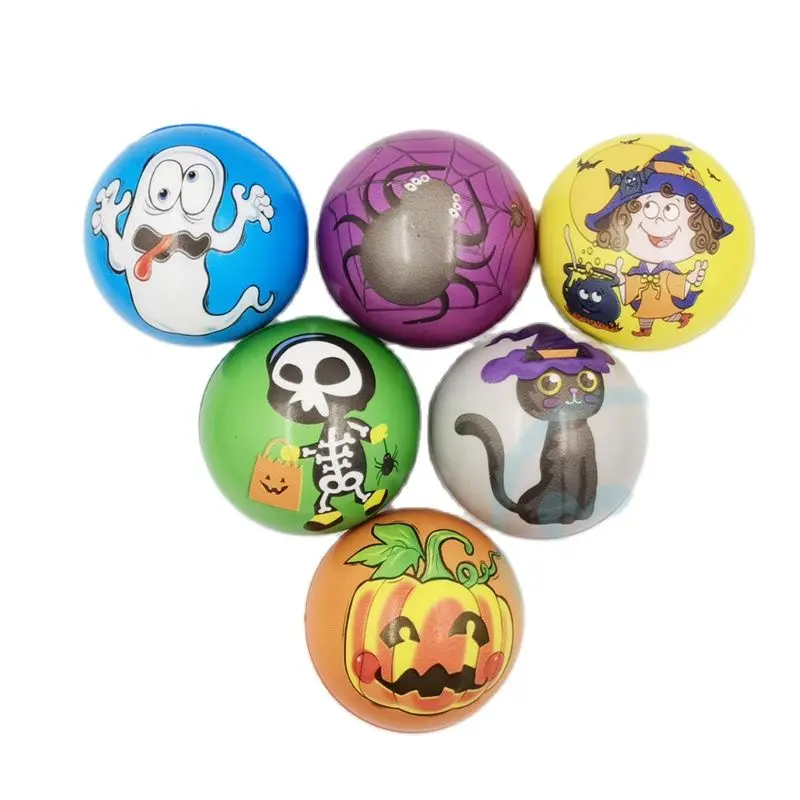 

6pcs/Lot 6.3CM Pumpkin Ghost Halloween Antistress Balls Funny Squeeze Soft PU Foam Stress Sports Toys for Children Kids