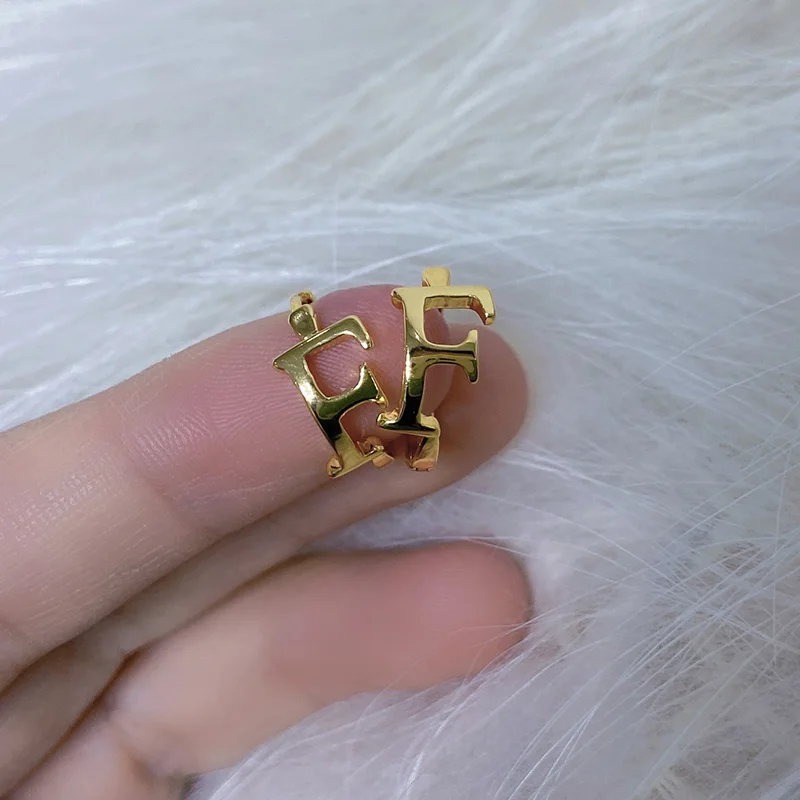 Stainless Steel Initial Letter Earrings For Women Gold Color Name Letter Piercing Hoop Earrings Trendy Wedding Ear Ring Jewelry