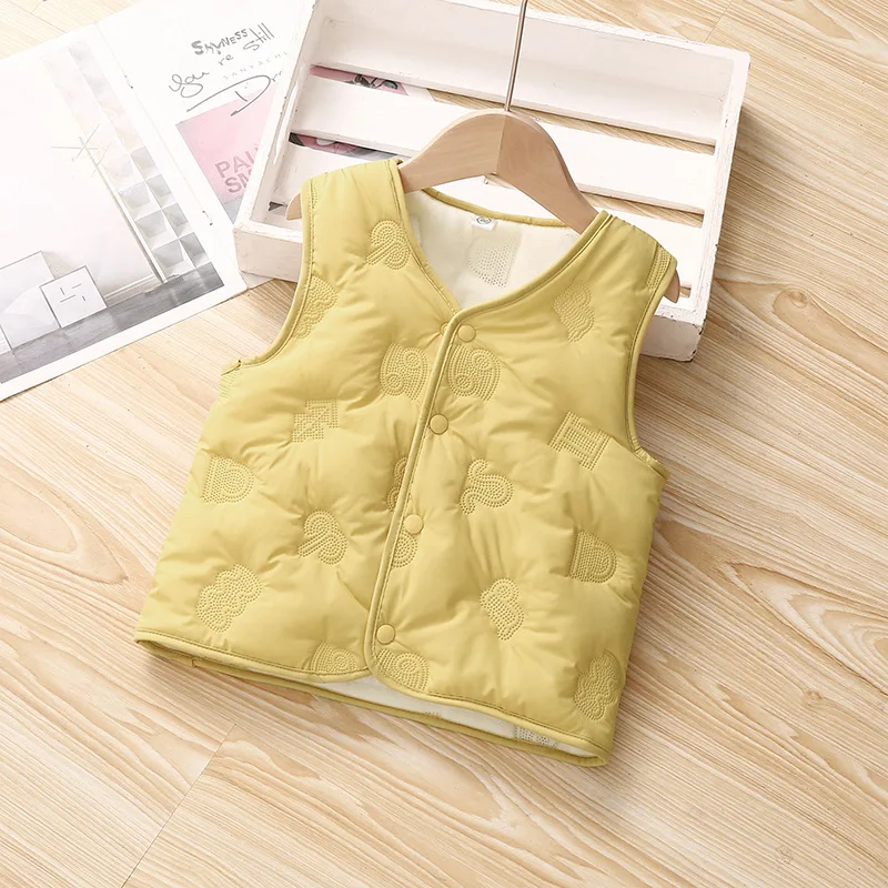 

New Childrens Vest Autumn and Winter Thickened Outer Wear Girl Baby Tank Top Plush and Warm Boys Vest 0-6 Year Old Childrens
