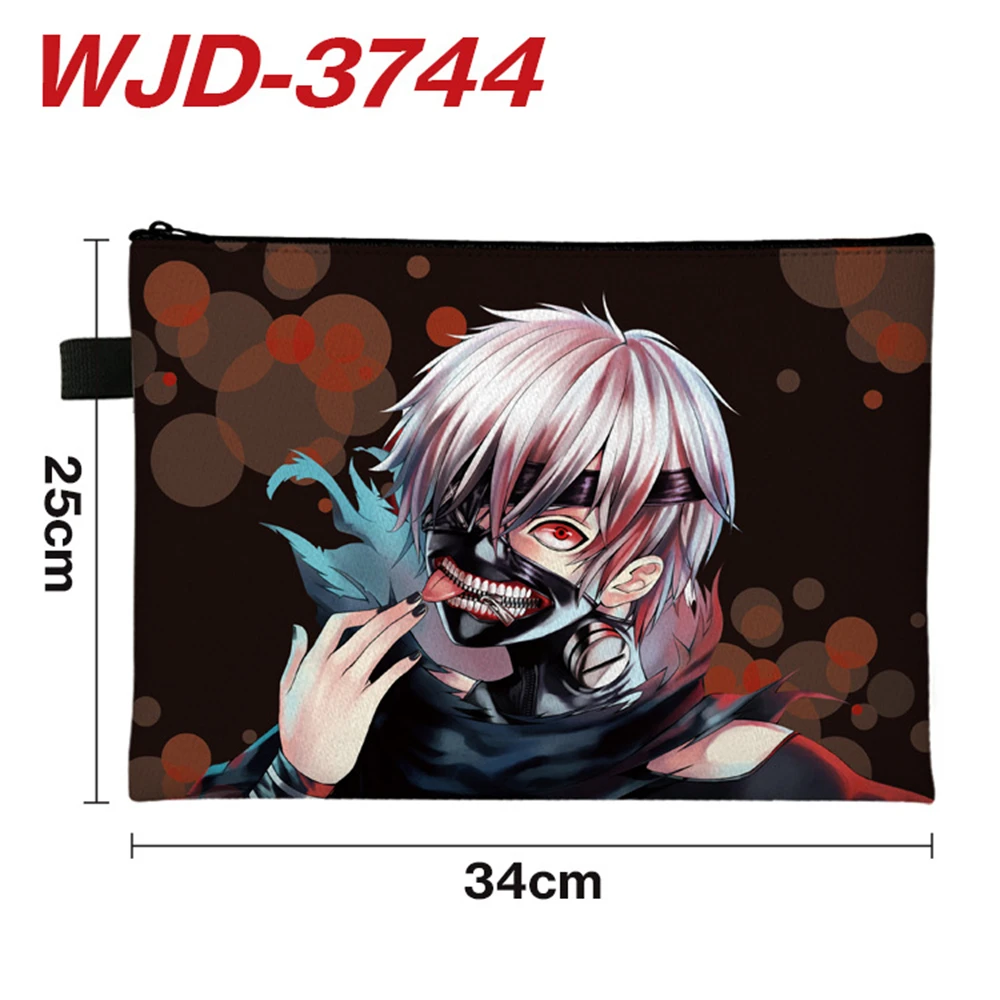

Anime Tokyo Ghoul Printing Archives Bags Zip Document Pouch Oxford Cloth File Pocket Student Test Paper Stationery Storage Bag