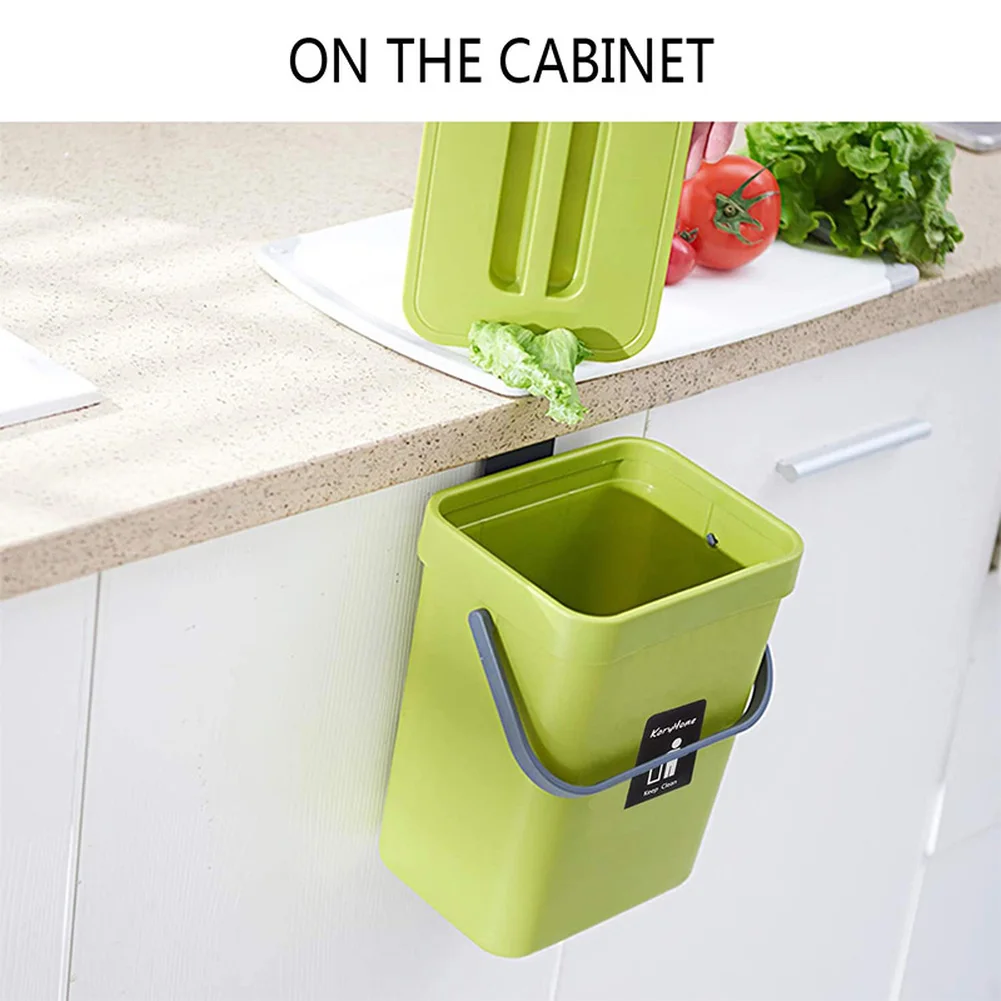 

Compost Bin for Kitchen Counter Hanging Small Trash Can with Lid Under Sink 3L 5L Mountable Compost Bucket Kitchen Trash Bins