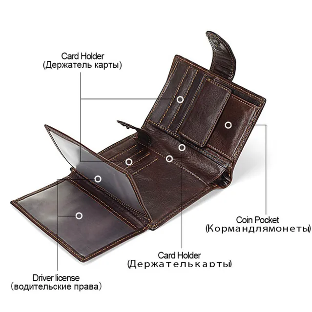 Men's Wallet Retro Vertical Genuine Leather Wallet Purse Top Cowhide Credit Card Holder Bag Wallet Man 4