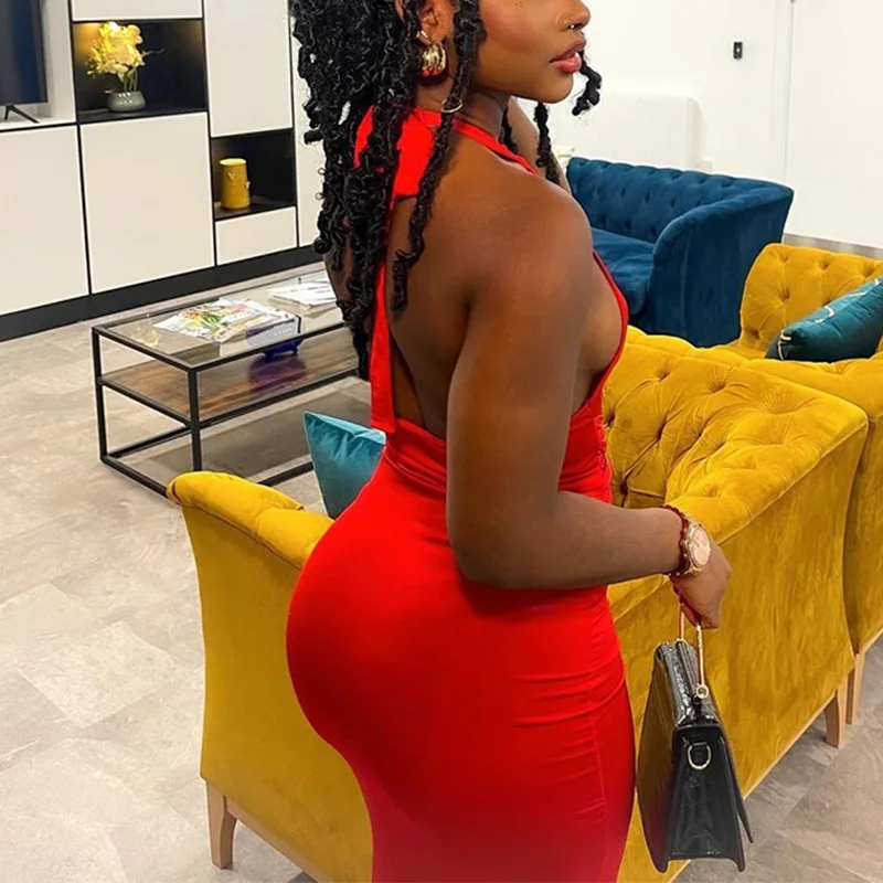 Платье-миди на бретелях с открытой спиной без рукавов |