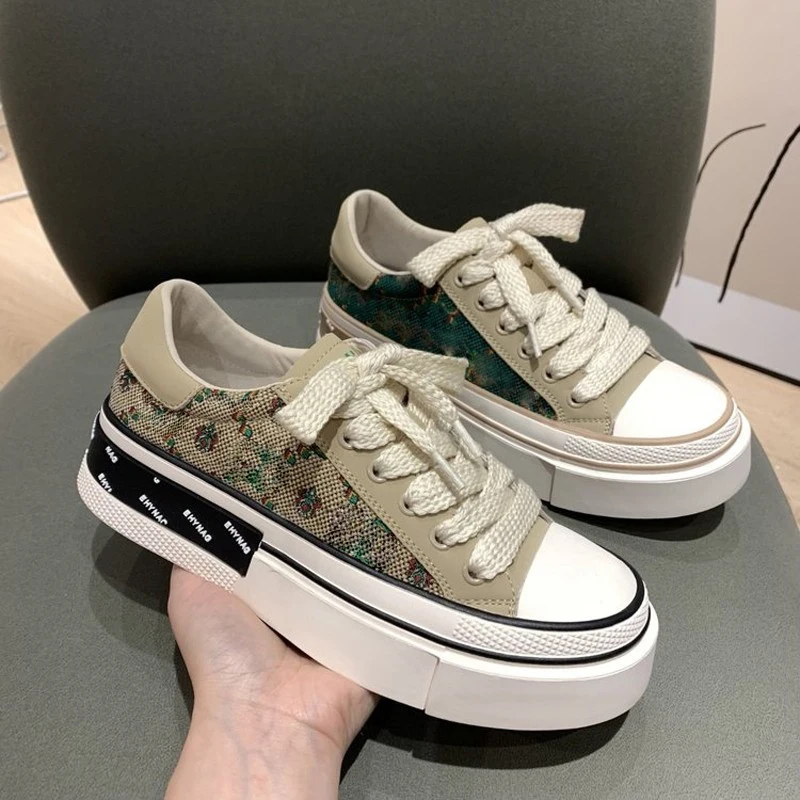 Кроссовки женские на платформе Вулканизированная подошва удобные круглый носок