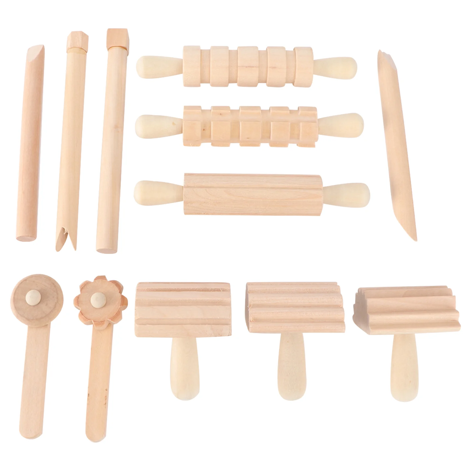 

Clay Tools Pottery Pin Wooden Dough Rolling Tool Kids Sculpting Set Wood Roller Carving Molding Modeling Sculpture Stamps Needle