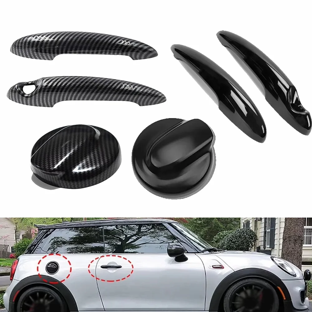 Для MINI Cooper S R50 R53 R55 R56 R58 R59: накладки на боковые зеркала, ручки дверей и крышка топливного бака в глянцевом черном карбоновом исполнении (art.: 3920d7fccda87) - 3920d7fccda87