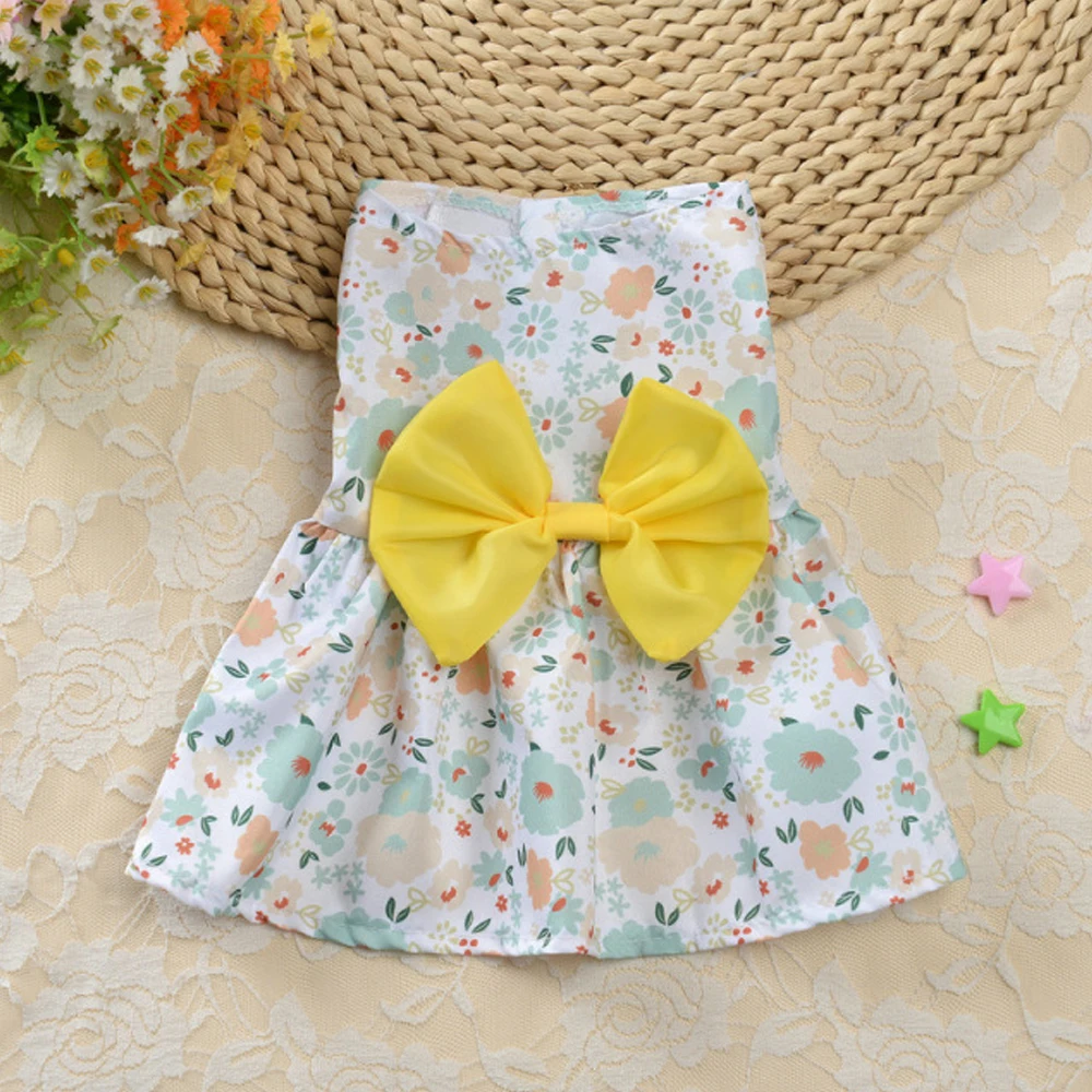 Low Price Fashion Summer Pet Dress Dog Flower Coat Puppy Cat Clothes Outfit Sleeveless Soft Thin Skirt |