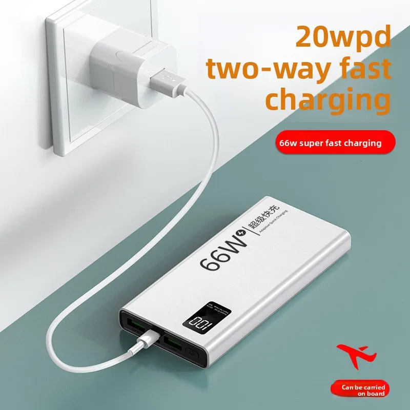 Фото Портативное зарядное устройство (Power Bank) 2026 года, большая емкость 20000 мАч, 66 Вт, для iPhone, Samsung, Xiaomi, быстрая зарядка, со светодиодным индикатором №4