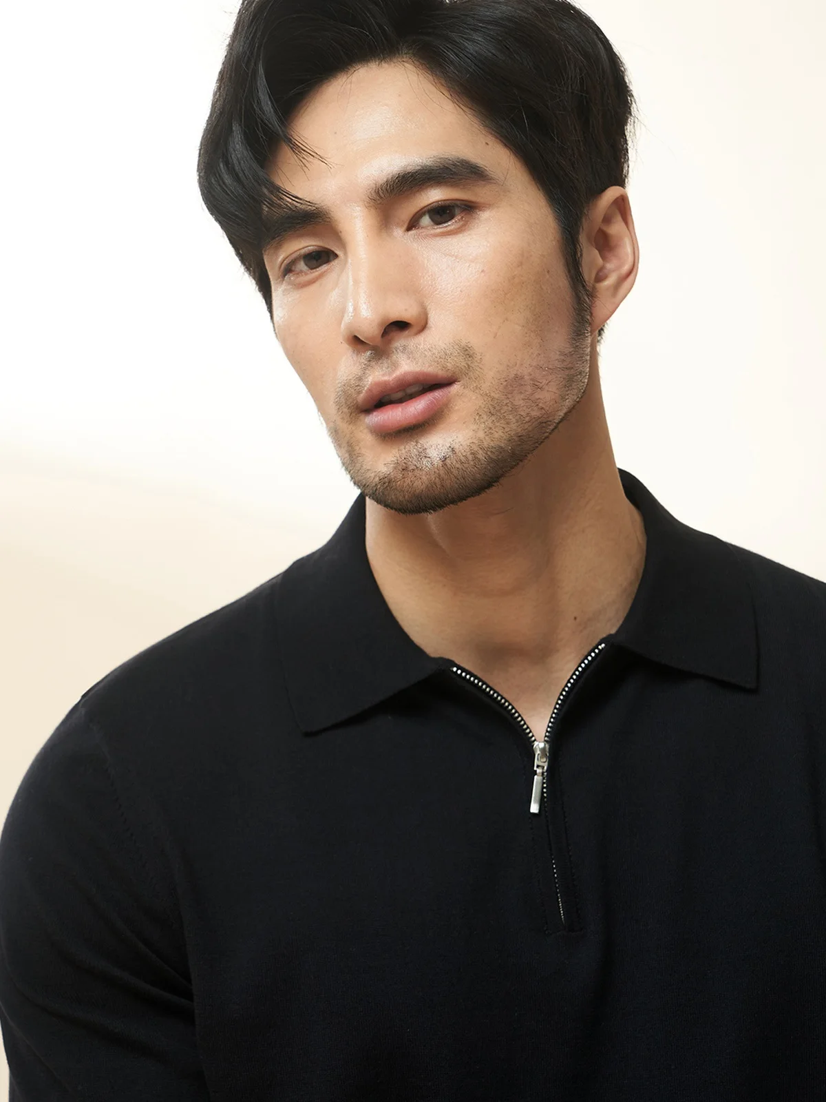 Light Luxury Zip-up Polo Shirt Lapel Short sleeve T-shirt Men's Summer Lightweight Retro Ice Silk Knitting Half Sleeve T-shir...