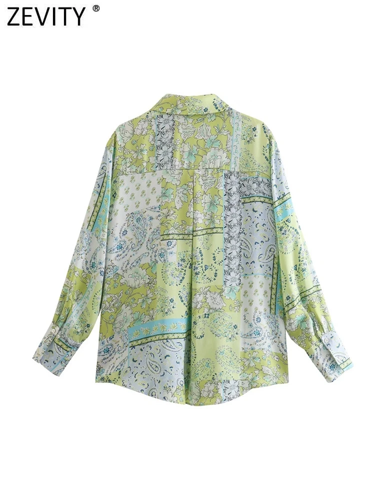 Женская винтажная атласная блузка Zevity с принтом пейсли и цветов Офисная