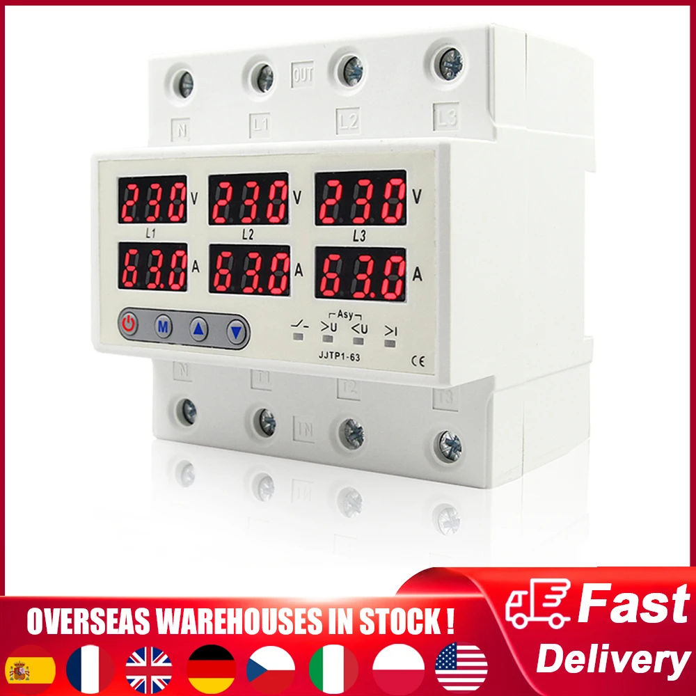 

3Phase 4Wire Self-reset Protector Overvoltage Undervoltage Current Limiting Circuit Breaker Overload Automatic Power Off Switch