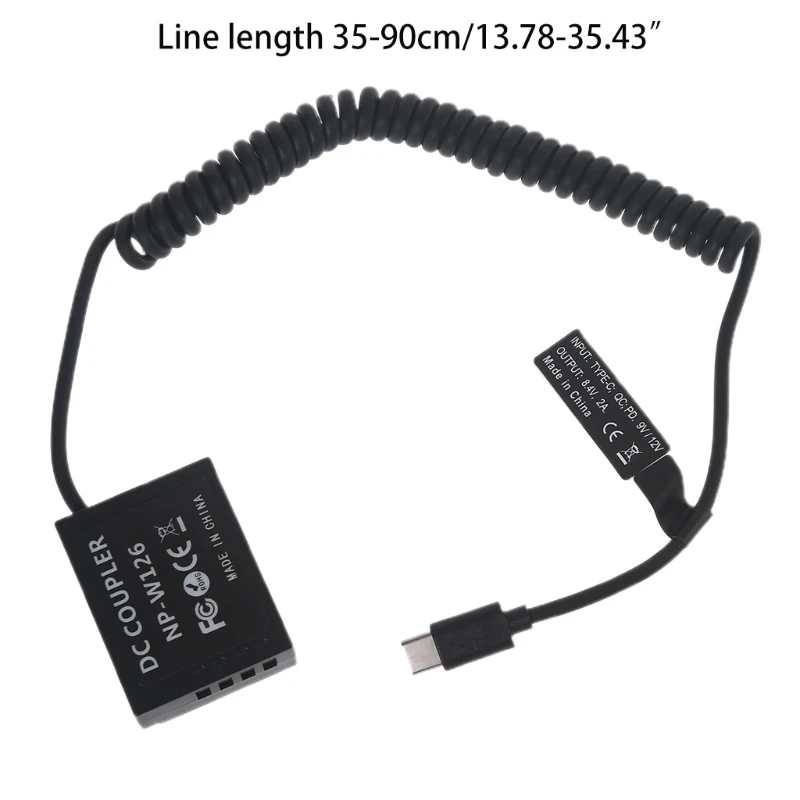 

Camera Battery Adapter Spring Cable Type C to NP-W126 Reduce Battery Replacement Time for Taking Time-lapse Photography K1KF