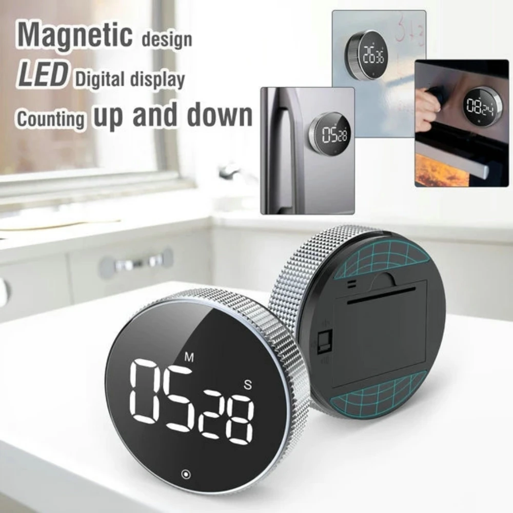 

LED Digital Kitchen Timer For Cooking Shower Learning Stopwatch Alarm Countdown Magnetic Timer Volume Adjustment Tire-shaped