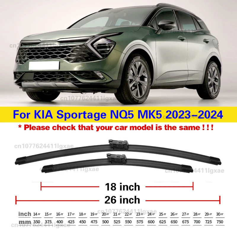 

Лезвия передних дворников автомобиля для Kia Sportage NQ5 MK5 2023 2024, щетки для лобового стекла, резак для чистки, автоаксессуары