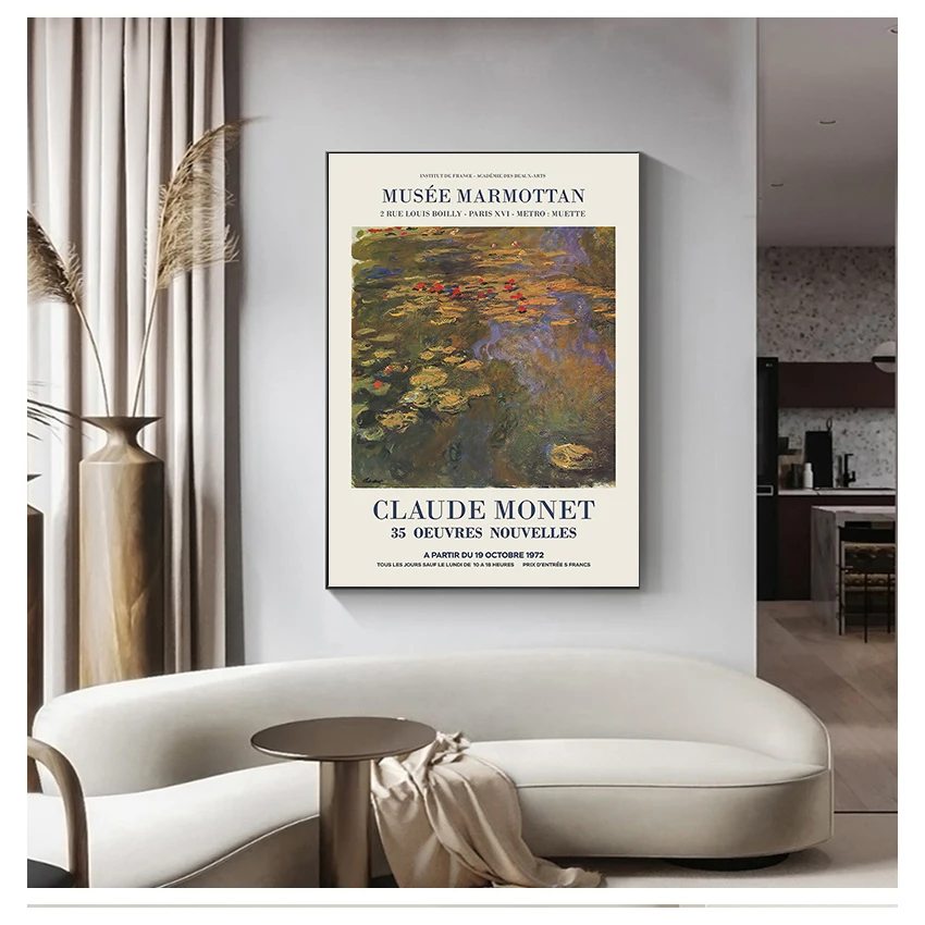 

Claude Monet Exhibition Poster French Art Museum Canvas Print Abstract Painting Vintage Wall Art Picture Living Room Home Decor