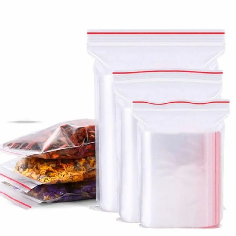 

100PCS Resealable ZipLock Plastic Bags Self Seal Clear Poly Bag Food Storage Package Pouches Vacuum Fresh Organize Bag