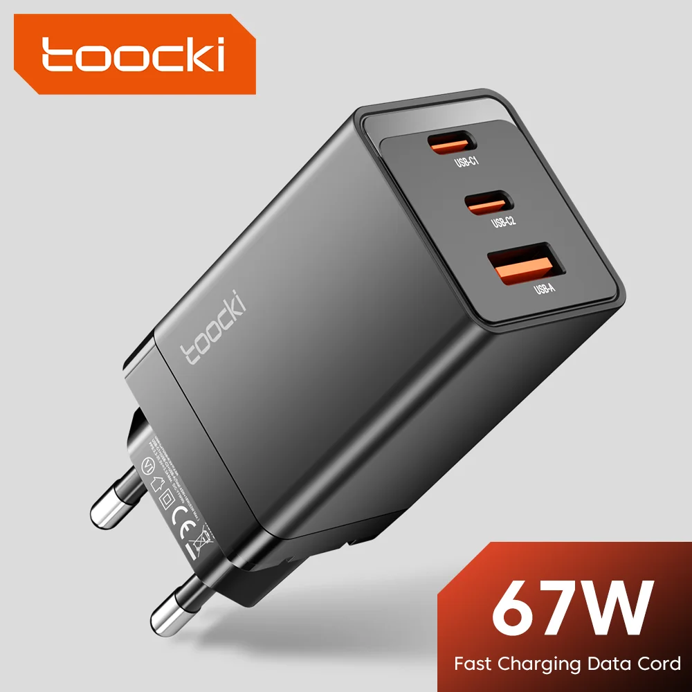 

Toocki Dual USB C Charger Fast Charging for iPhone QC 3.0 67W PD GaN USB Charger Korean Type for Samsung Xiaomi Huawei