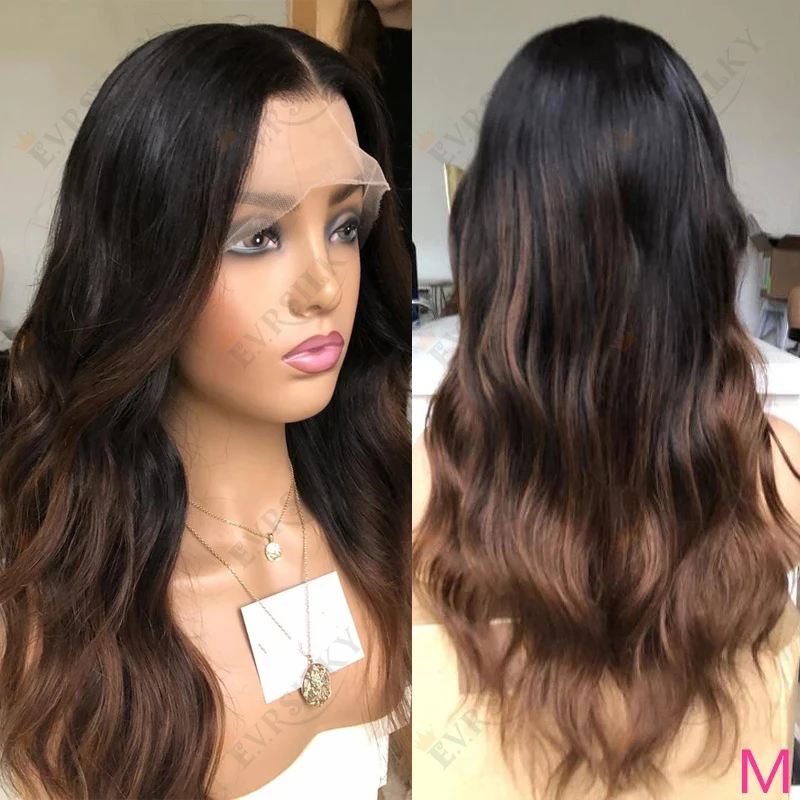 

Ombre 1b/30 Color Real Human Hair Lace Front Wigs Brazilian Wavy 360 Lace Frontal Wig for Women Natural Cheaper Wig 180% Thick