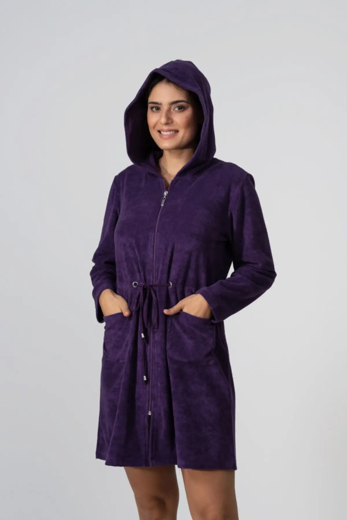 

Dressing Gown Hooded Purple Towel Fashion Robe Robe Sexy Peignoir Kimono Bride Sleepwear Night Gown Gown