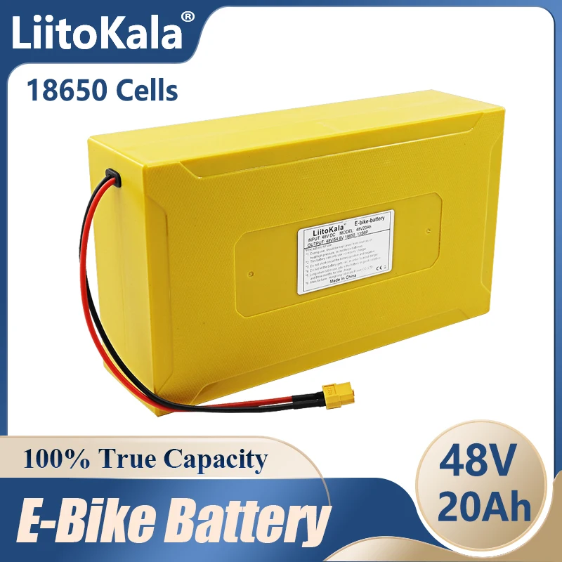 

LiitoKala 18650 48V 20ah 13s6p Lithium Battery Pack 48V 20AH 1000W electric bicycle battery with portable waterproof box XT60