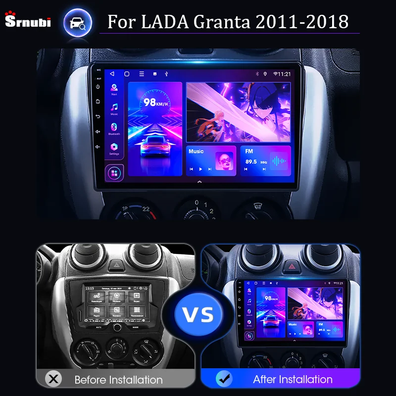 Фото Srnubi Android 11 2 Din автомобильное радио для LADA Granta Sport 2011 - 2018 мультимедийный плеер Carplay Стерео GPS карта DVD головное устройство 2din №2