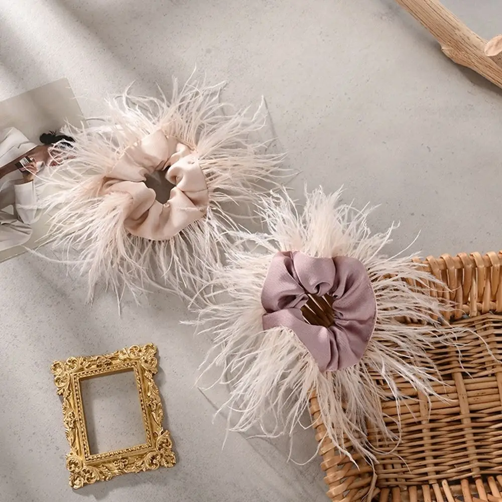 Веревка из шелка страусиных перьев женские аксессуары для волос атласное кольцо