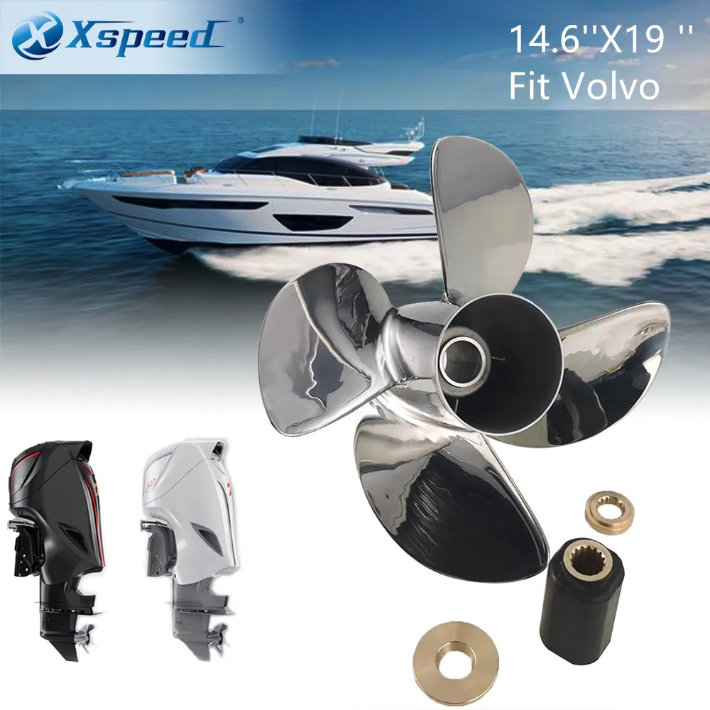 Xspeed Outboard Propeller 4-blade 14.6''X19 ''STAINLESS STEEL Marine Propeller for VOLVO Outboard Engine 17spline