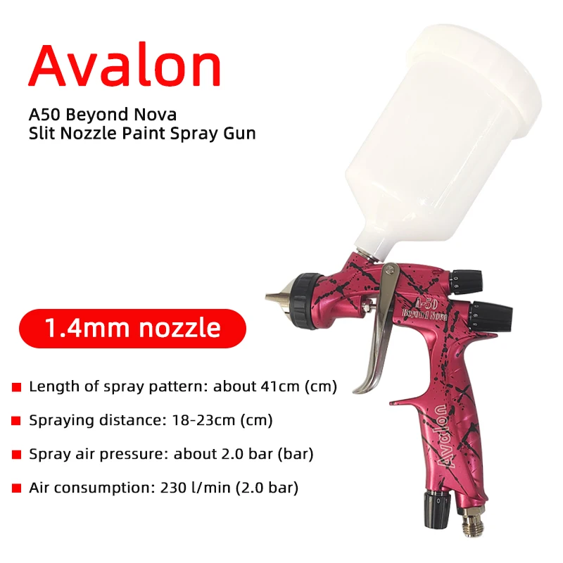 

Avalon A50 Spray Gun Car Paint Spraying High Atomization U-shaped Nozzle 1.4 Caliber Upper Pot