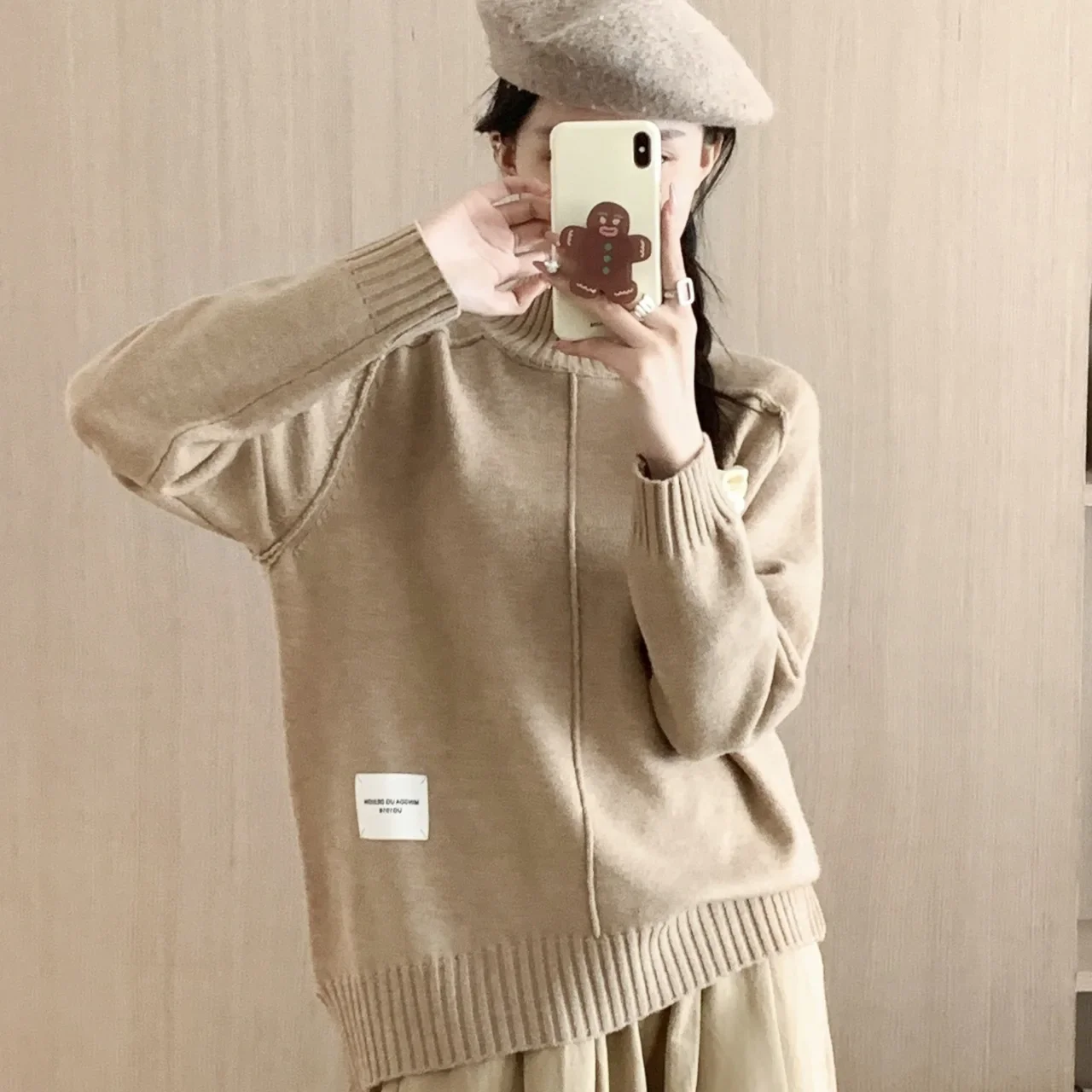 2024 мягкая восковая полуводолазка новый повседневный однотонный свитер толстый