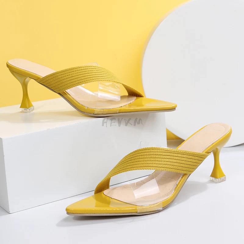 

Summer New Women's Sandals Fashion Stiletto Transparent Cross Strap Sandals and Slippers Women Casual High Heels PVC Slppers