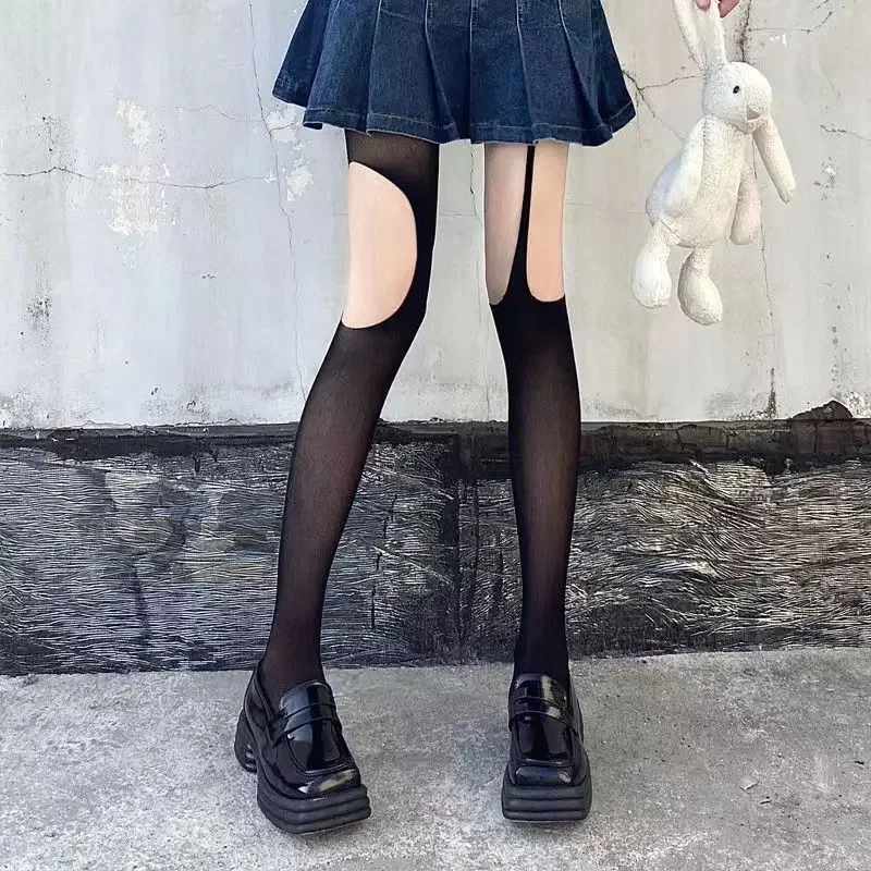 Готические Асимметричные чулки женские леггинсы в стиле &quotЛолита&quot сетчатые