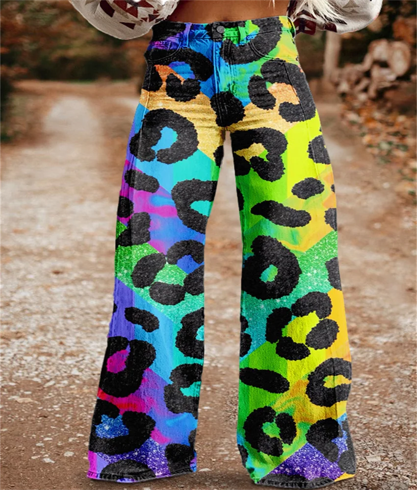 ПРУЖИННЫЕ ЛЕТНИЕ ПОДЛИННЫЕ ЖЕНСКИЕ БРЮКИ ДЛИННЫЕ С 3D-принтом в стиле ретро