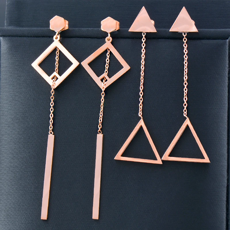 

SINLEERY Stainless Steel Gold Color Long Drop Earrings For Women Charms Drop Earrings Jewelry Wholesale accessories ES180 SSK