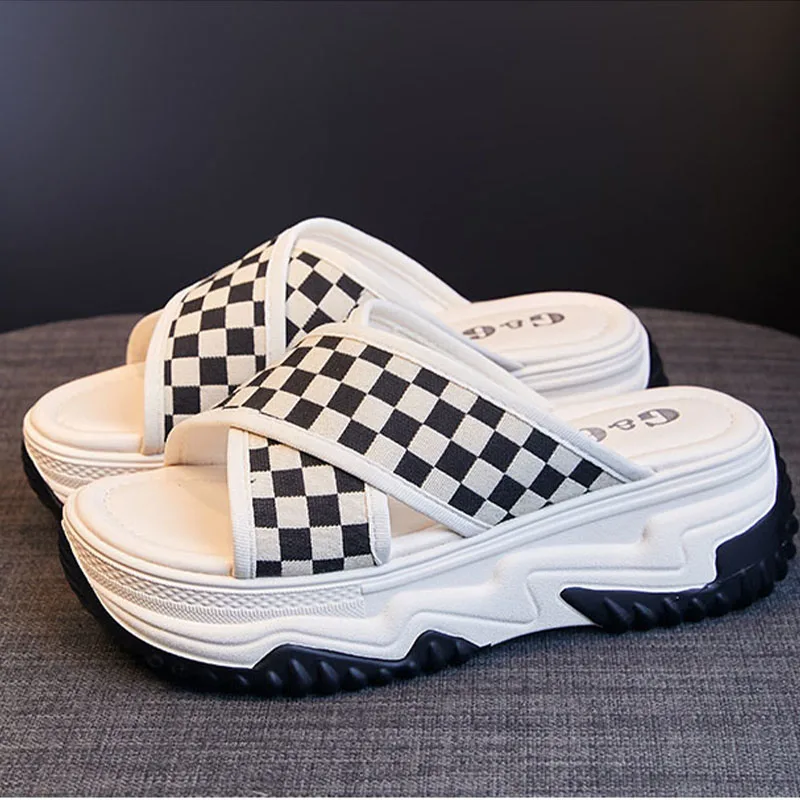

Шлепанцы женские на платформе, повседневные сандалии, пляжные классические, сланцы, летняя обувь, без каблука, 2023
