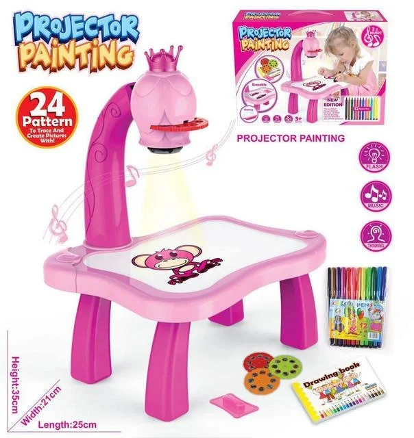 

Projector Led paintingTable Children Toys Kids drawing Board Desk With Light Music Learning girls boy gifts Dropshipping Toy
