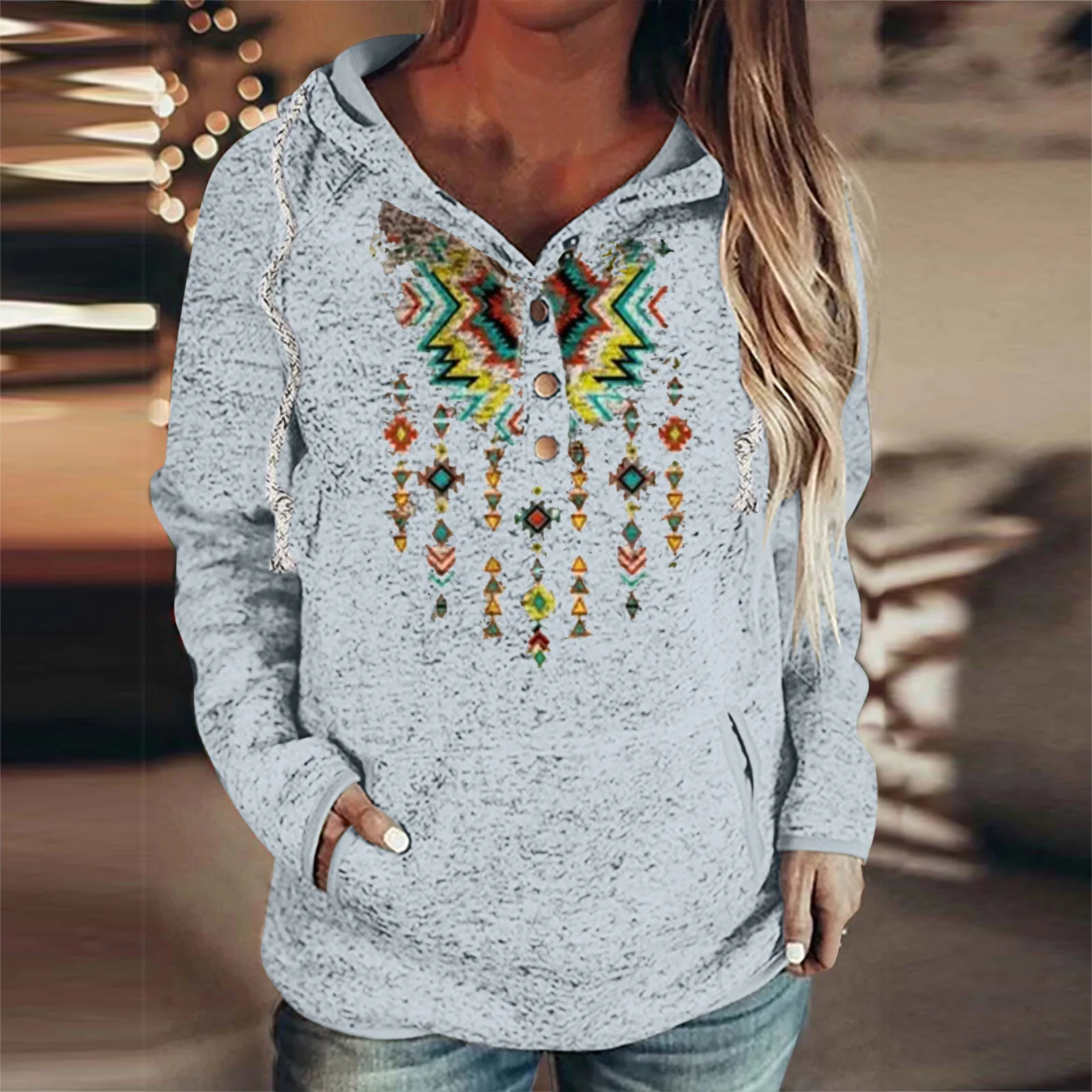 

Sweatshirts Sleeve Button Long Tops Pullover Down Women's Outdoor Recreation Sweatshirts & Hoodies Snap Button Pullover Hoodie