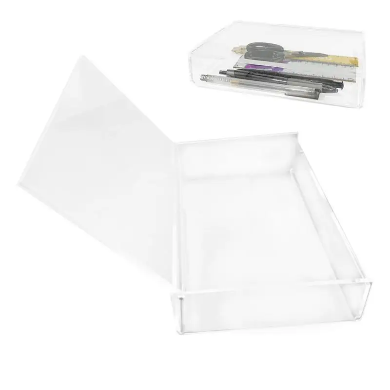 

Tabletop Storage Box Cosmetics Holder Acrylic Box With Lid Dustproof Smooth Storage Container Makeup Organizer Transparent Clear