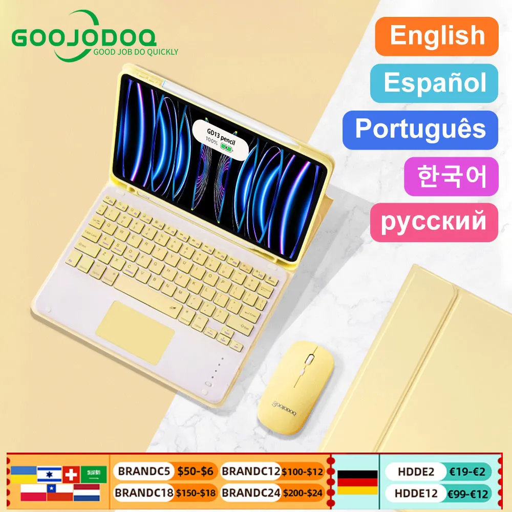 GOOJODOQ For iPad Air 4 5 9th 10th generation Case Magic Keyboard for iPad Pro 11 2022 Air 5 Air 2 funda 9 generacion Case