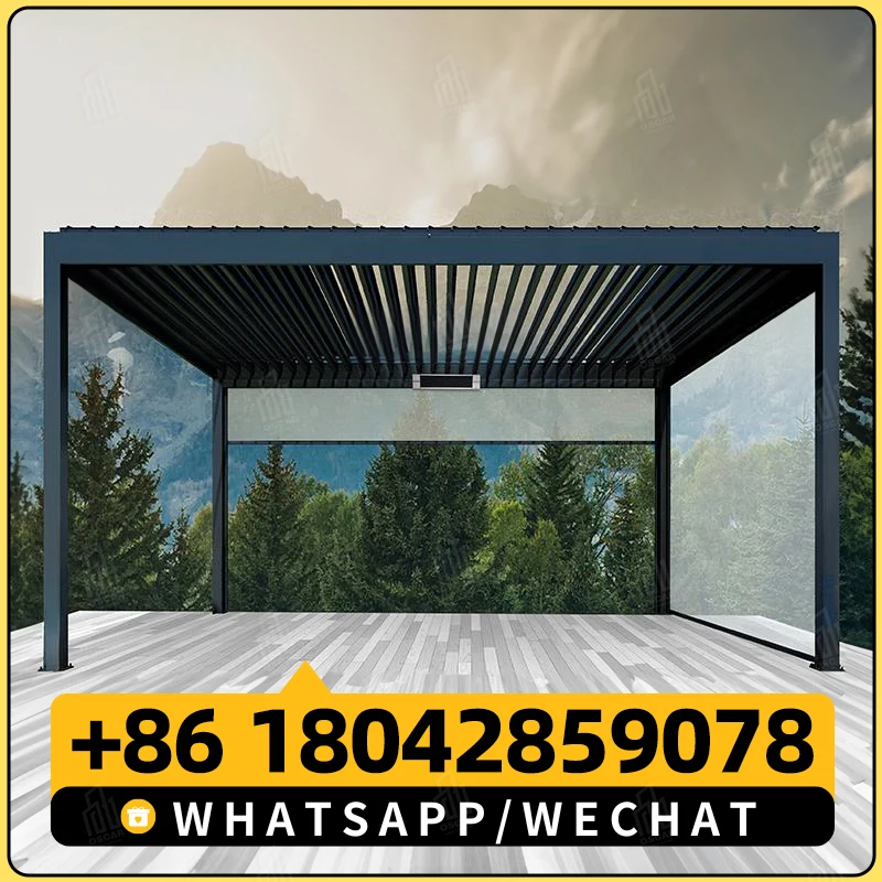 Выдвижная пергола Beleuchtung Pergola 5x4 En Алюминий Природа Давление Обработанного дерева