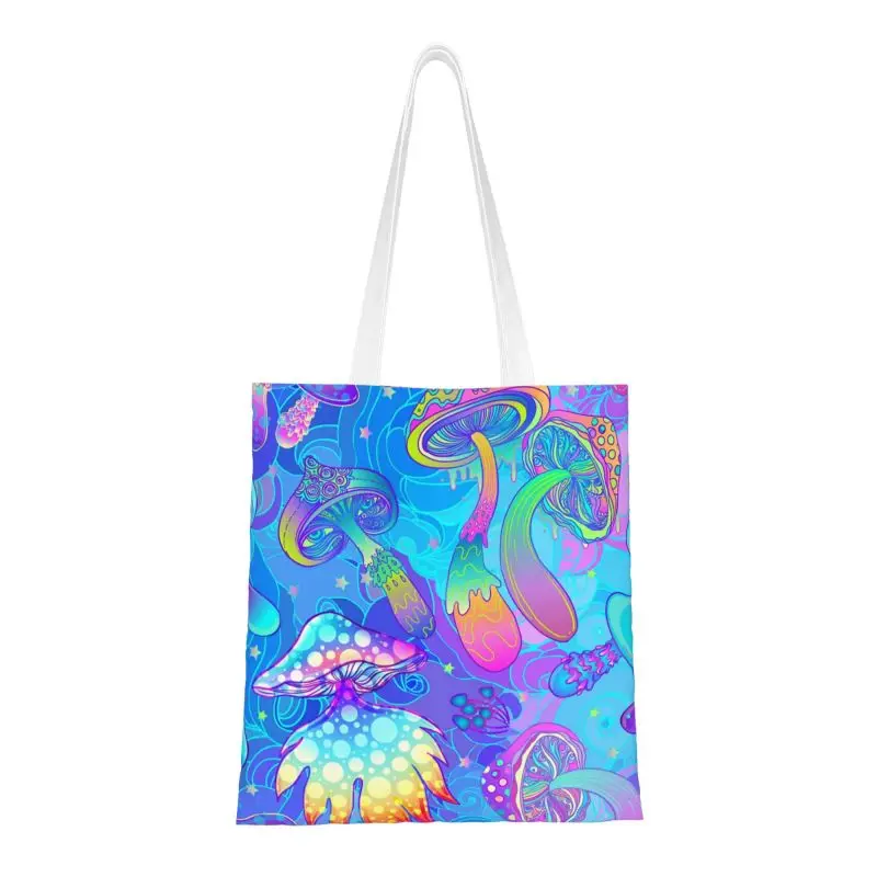 

Recycling Magic Mushroom Psychedelic Shopping Bag Women Shoulder Canvas Tote Bag Washable Boho Groceries Shopper Bags