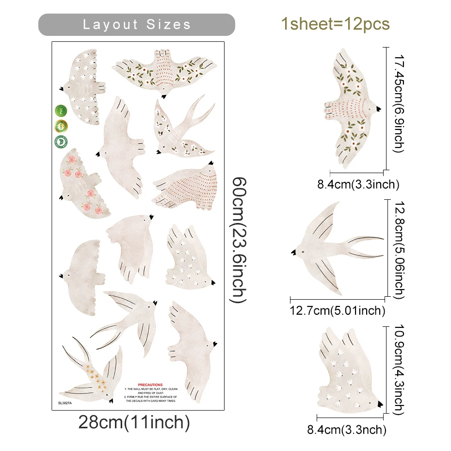 Настенные наклейки Kingsmile с птицами из ПВХ триш бурр оттеночное вышивание гладью мотивы с ами и птицами