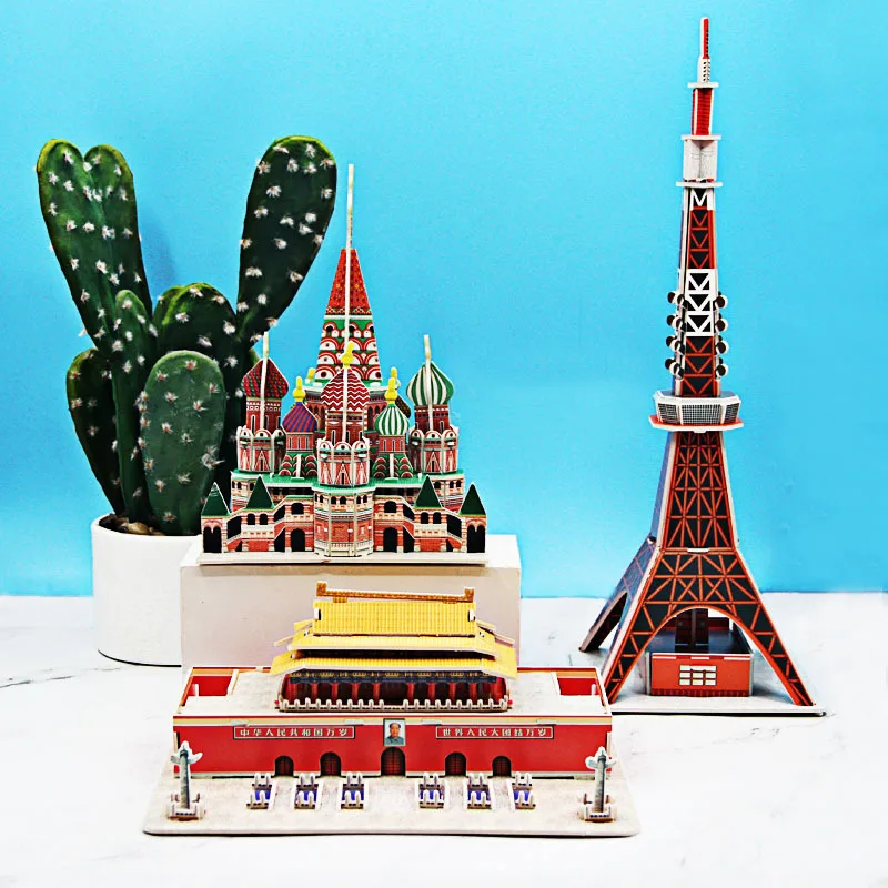 

Cross-border Night Market DIY paper house three-dimensional jigsaw puzzle manual cognitive model puzzle children's toys new 2021