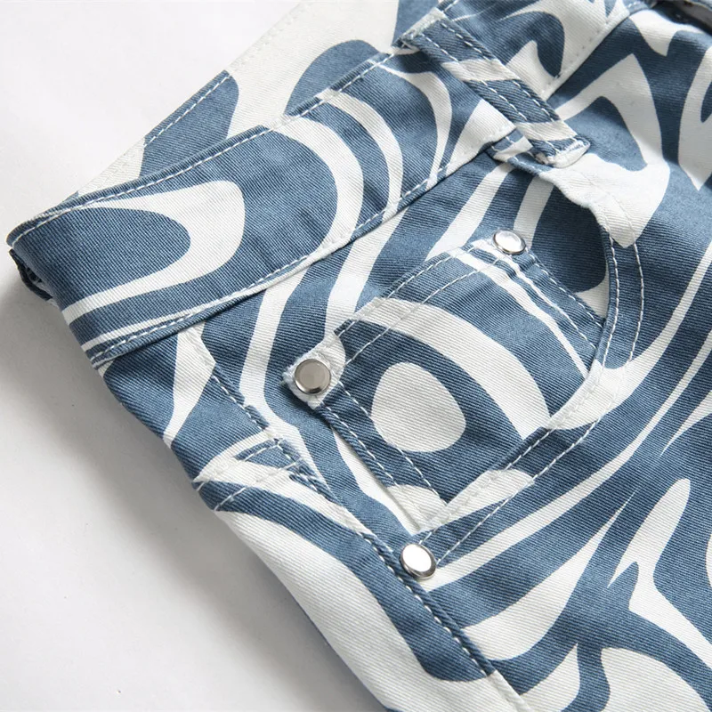 2022 New Fashion 3D Print Stretch Men Slim Jeans Long Trousers Casual Women Cotton Kpop Denim Pants Korean Clothes Moda Hombre