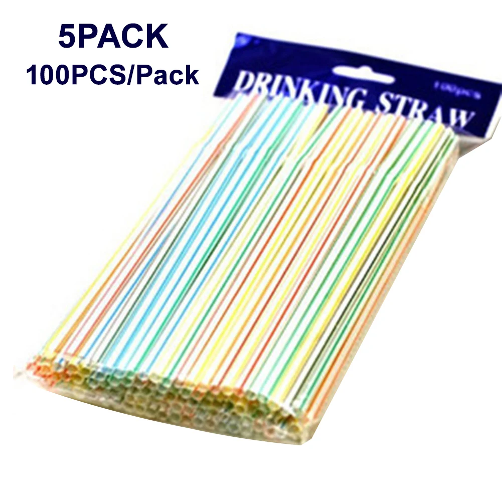 

500pcs Disposable Drinking Straw Non Toxic Washable Bendable Party Colored PP Straw Birthday Celebration Drinking Accessories