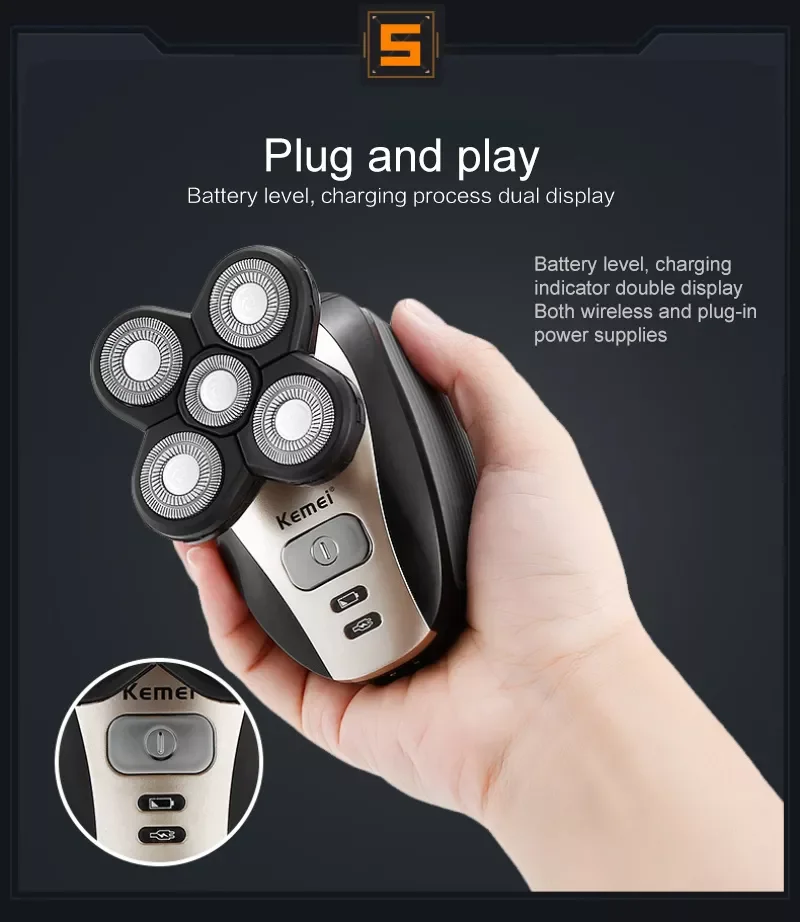 

NEW2023 5 in 1 Multifunctional Shaver For Men Rechargeable Beard Ear Nose Hair Trimmer Hair Removal Machine
