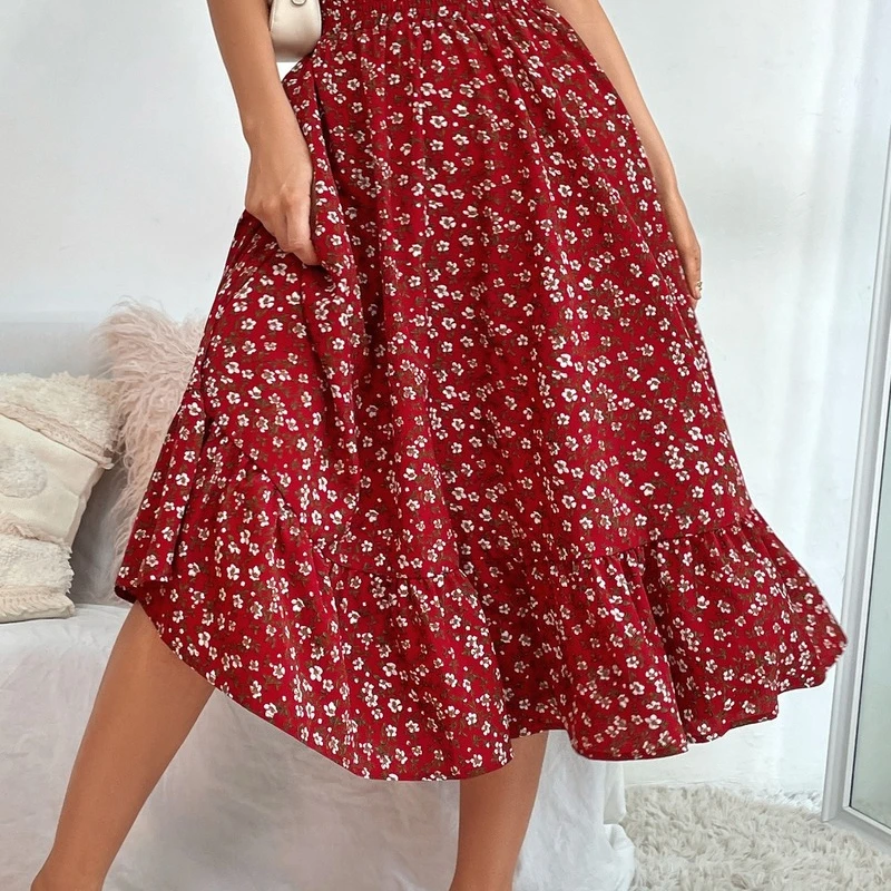 

Skirts Women's Fashion 2022 Women's Clothing Europe and The United States INS Casual Fashion Print Ruffled Chiffon Sweet Skirt