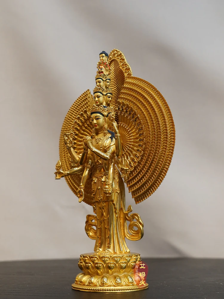 Статуэтка Будды Гуаньинь 5 дюймов позолоченная Бронзовая статуэтка Бодхисаттва